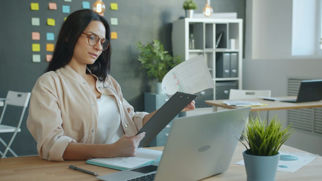 Lady-looking-at-document